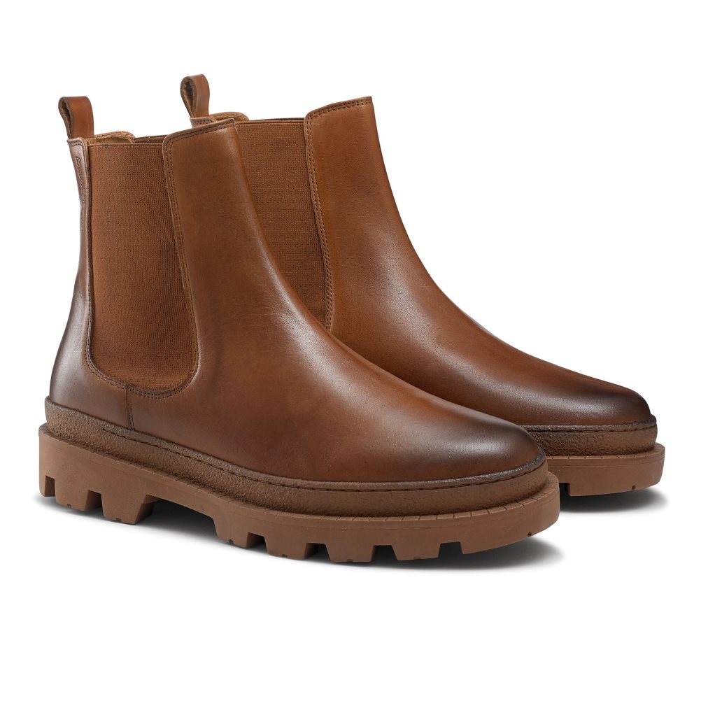 Pánské Chelsea Boty Russell & Bromley Off Grid Tlustý Sole Hnědé | CZ-62538V