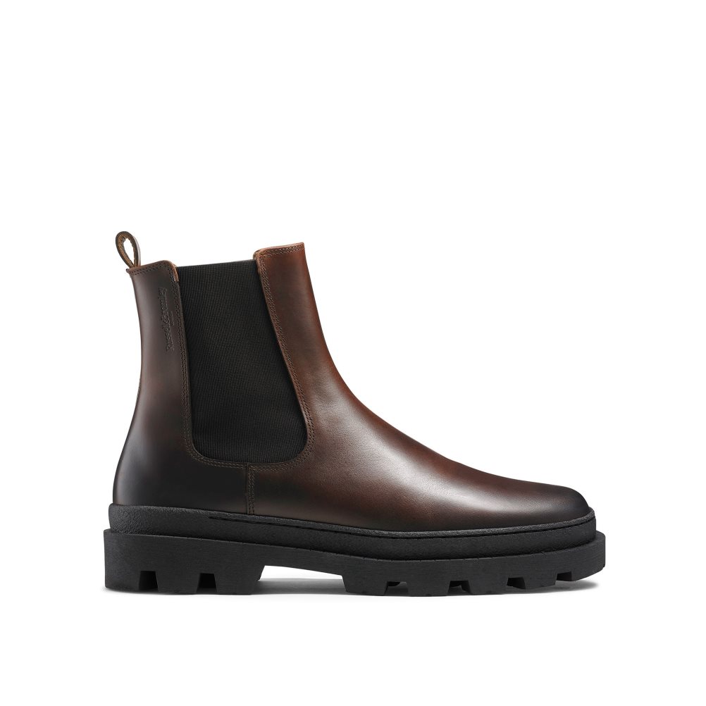 Pánské Chelsea Boty Russell & Bromley Off Grid Tlustý Sole Tmavě Hnědé | CZ-64129M