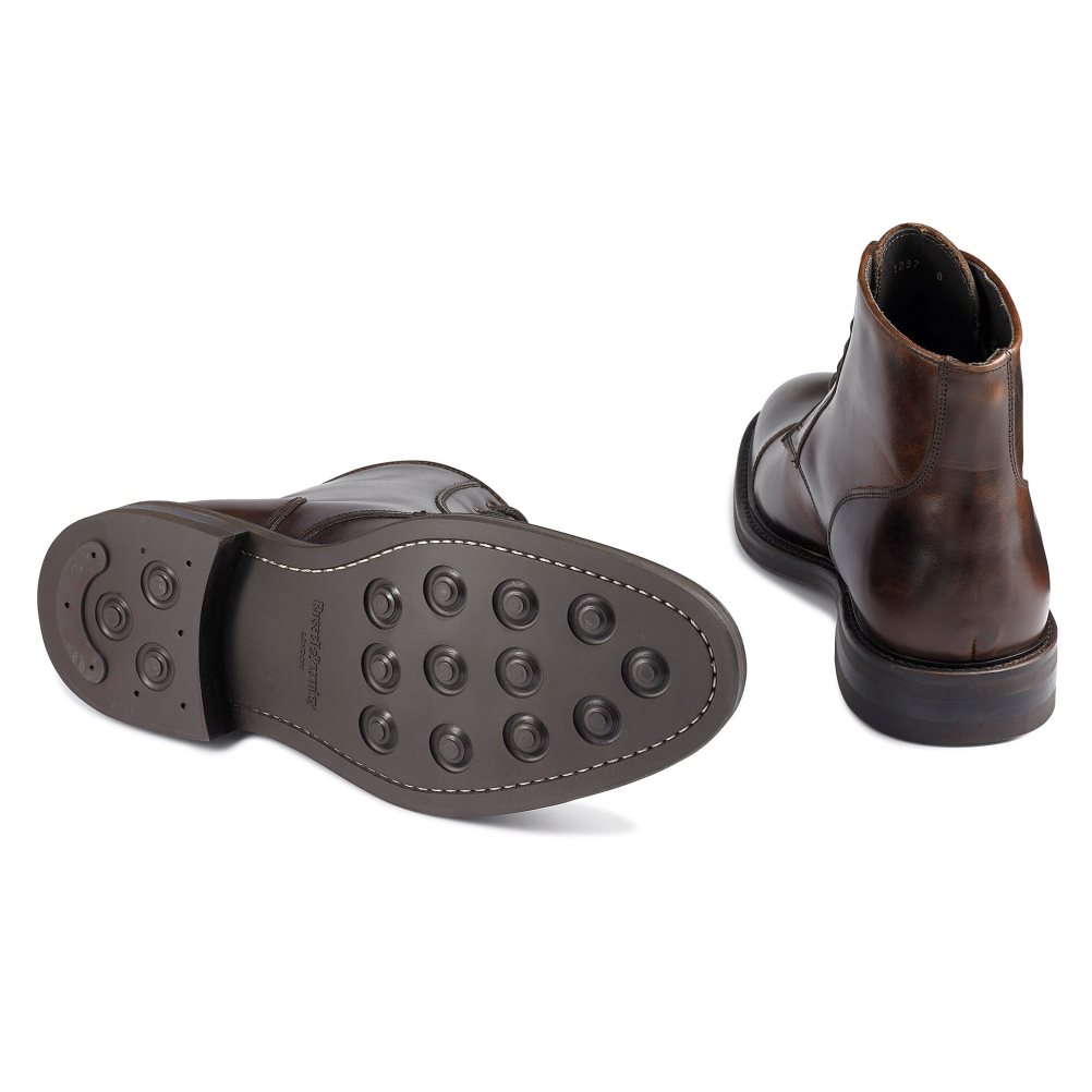 Pánské Kotníkové Boty Russell & Bromley Portobello Špicí-cap Krajkové Tmavě Hnědé | CZ-06389G