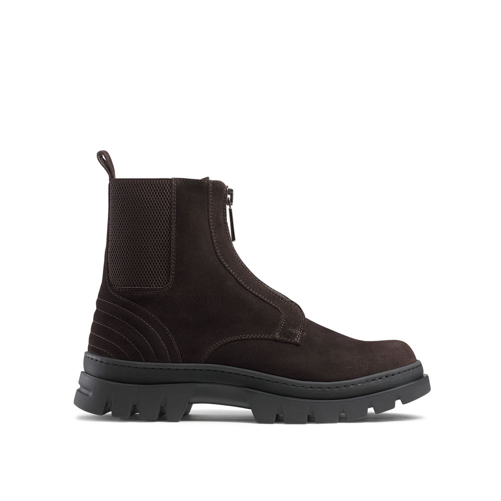 Pánské Kotníkové Boty Russell & Bromley Zip Wire Dryleks Zip Up Čokolády | CZ-21750C