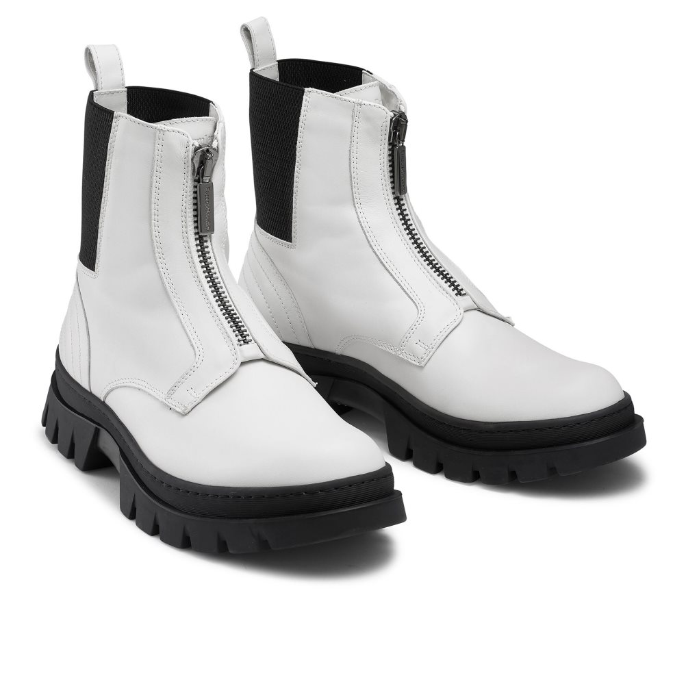 Pánské Kotníkové Boty Russell & Bromley Zip Wire Dryleks Zip Up Bílé | CZ-24031Q