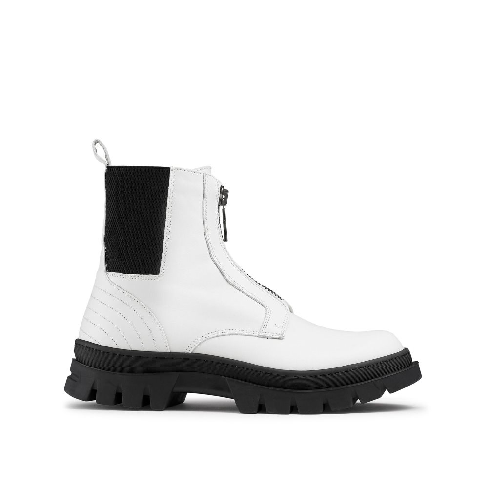 Pánské Kotníkové Boty Russell & Bromley Zip Wire Dryleks Zip Up Bílé | CZ-24031Q