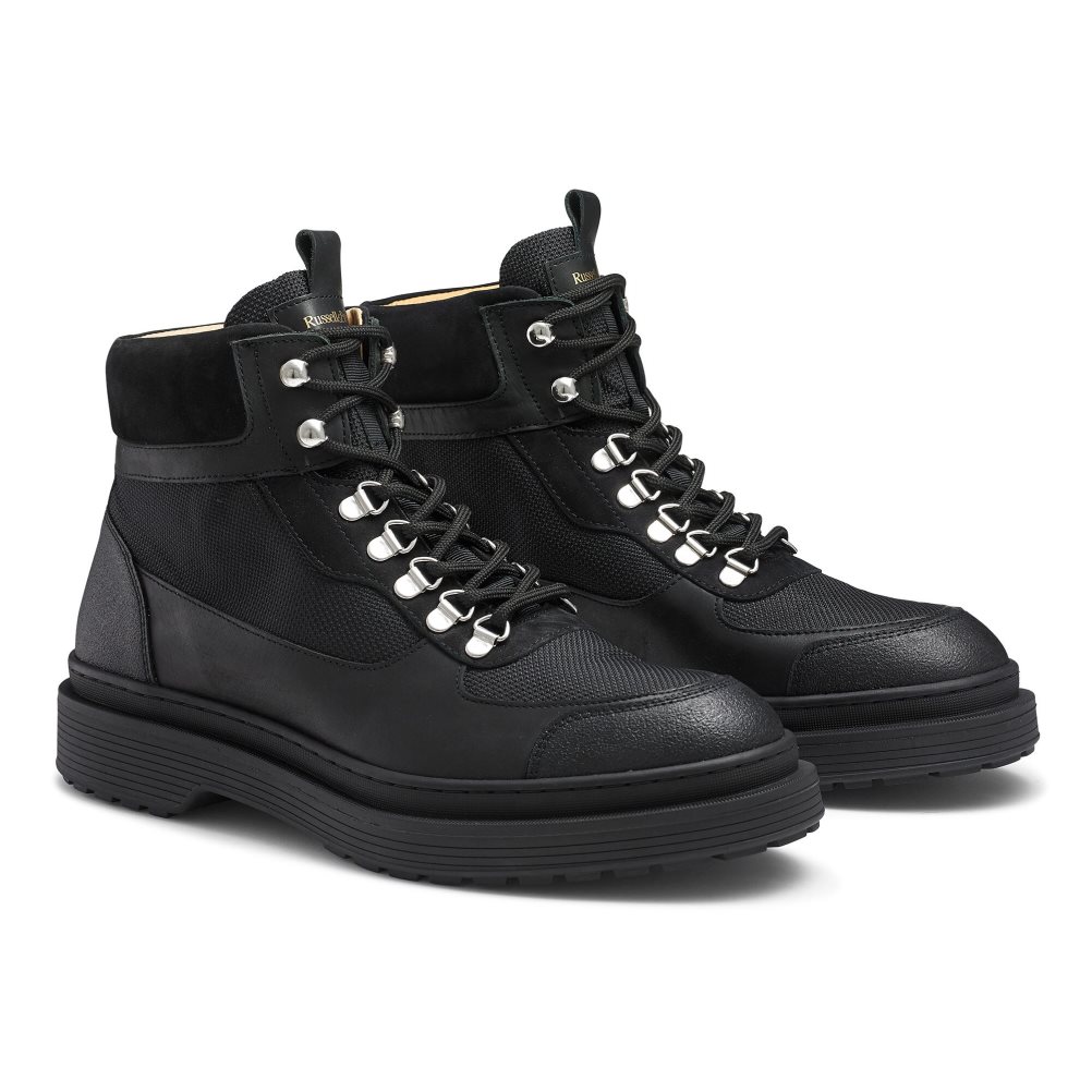 Pánské Kotníkové Boty Russell & Bromley Trailové Hiker Krajkové Černé | CZ-35418Q