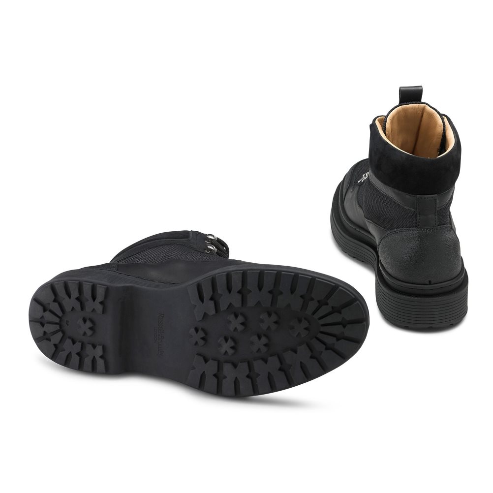 Pánské Kotníkové Boty Russell & Bromley Trailové Hiker Krajkové Černé | CZ-35418Q