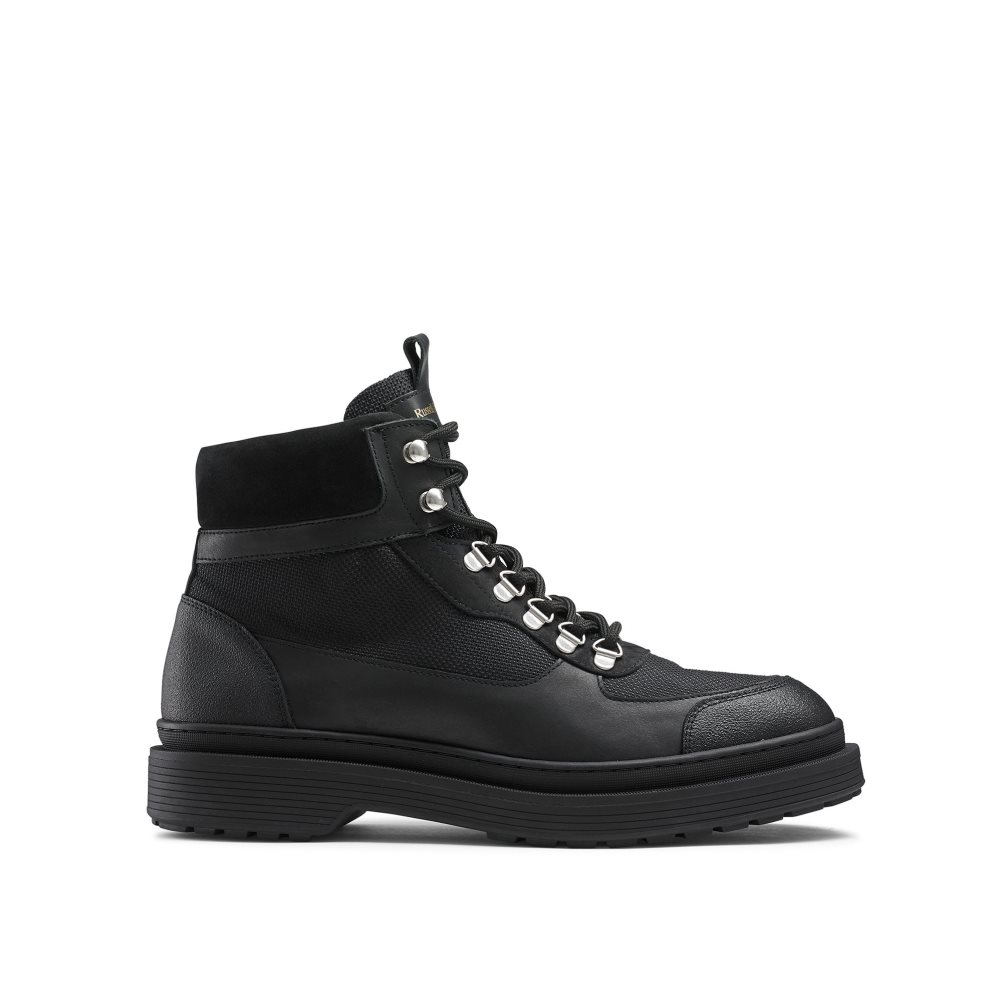 Pánské Kotníkové Boty Russell & Bromley Trailové Hiker Krajkové Černé | CZ-35418Q
