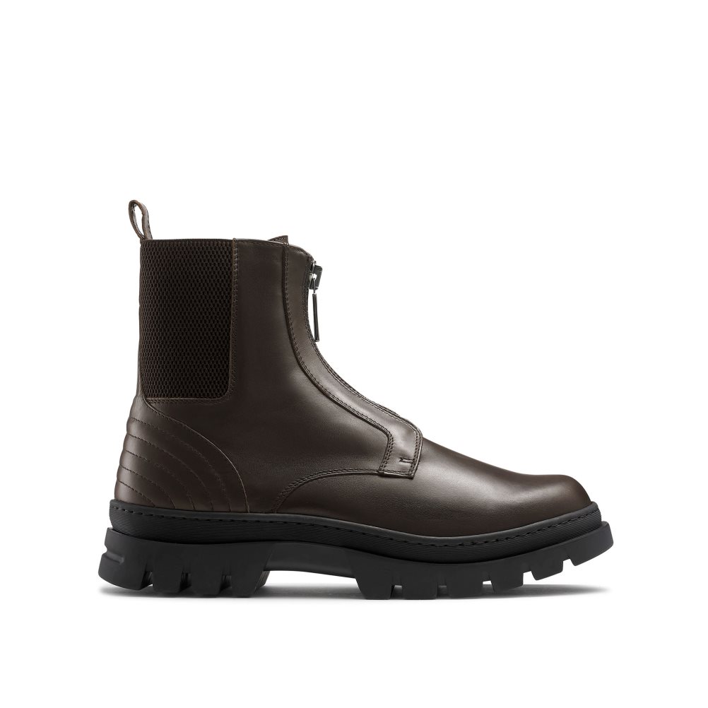 Pánské Kotníkové Boty Russell & Bromley Zip Wire Dryleks Zip Up Čokolády | CZ-40798L
