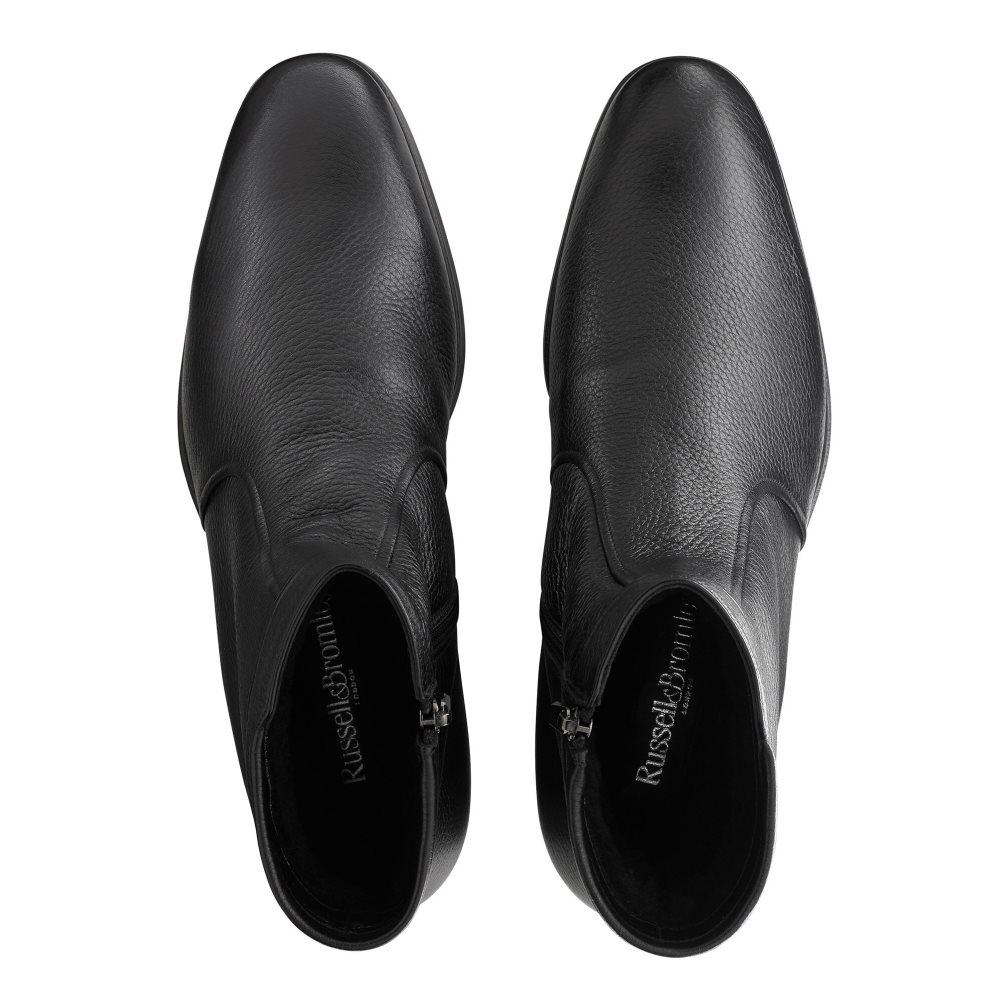 Pánské Kotníkové Boty Russell & Bromley Reheat Zip With Fur Černé | CZ-61095R
