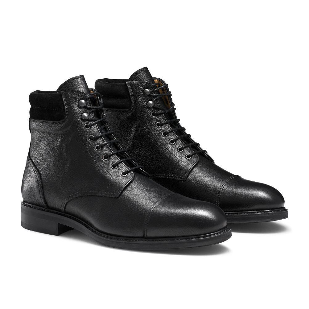 Pánské Kotníkové Boty Russell & Bromley Brigade 6 Eyelet Krajkové Up Černé | CZ-93078M