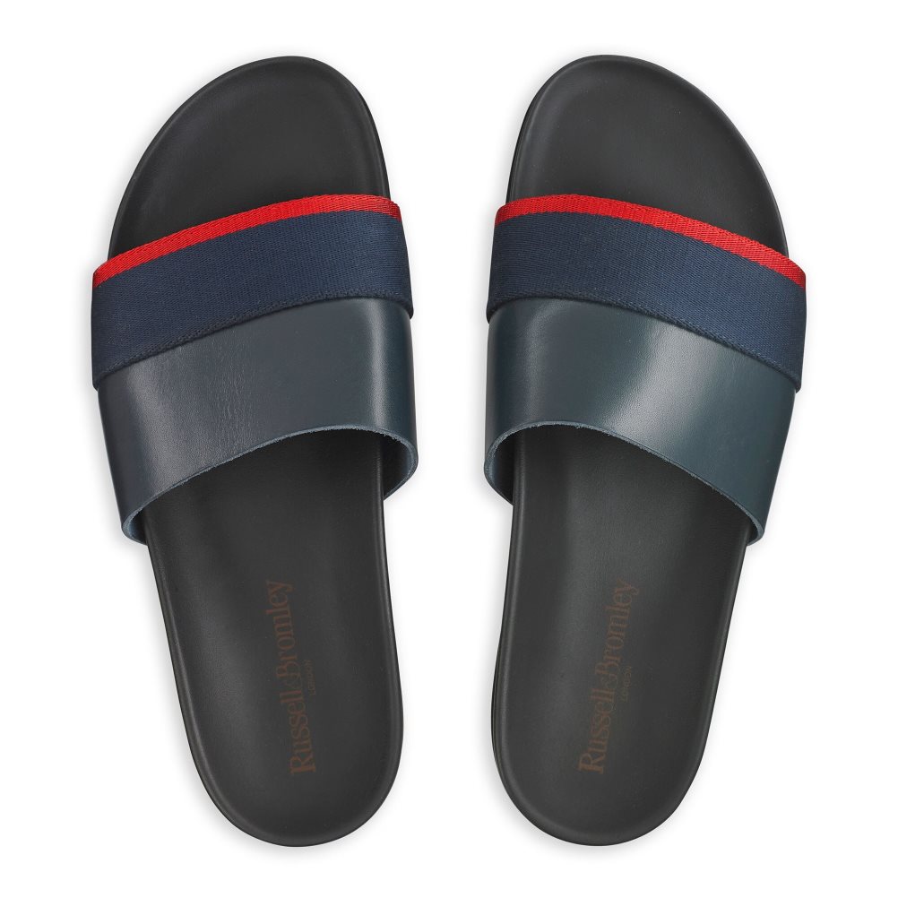 Pánské Pantofle Russell & Bromley Fab Slip Tmavě Blankyt | CZ-82604Q
