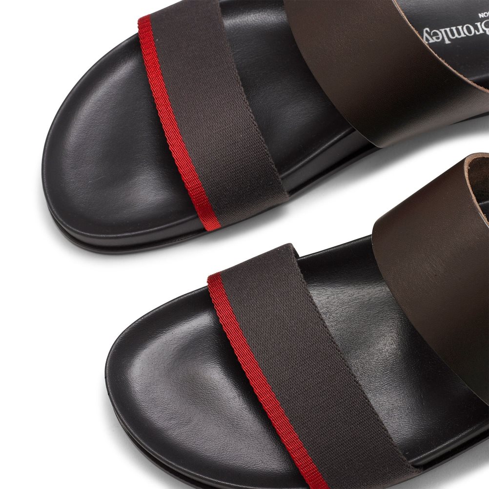 Pánské Sandály Russell & Bromley Fab Line Footbed Čokolády | CZ-36108E