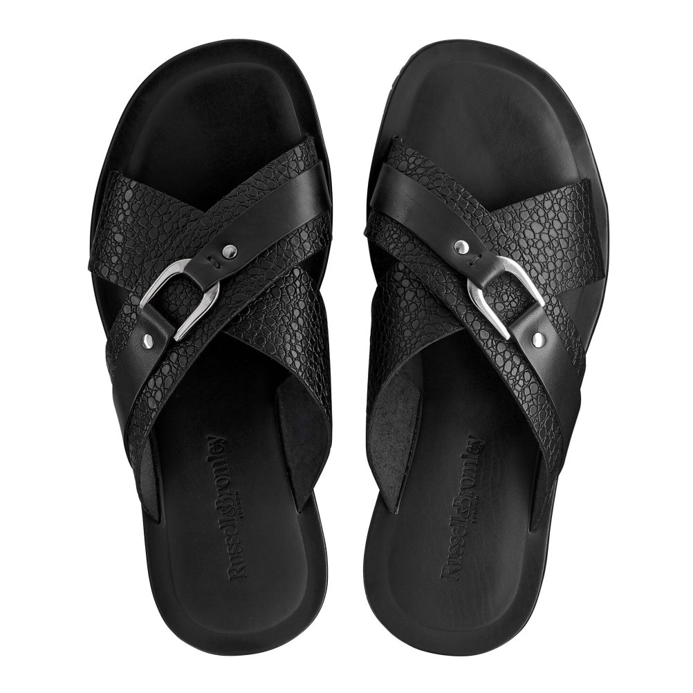 Pánské Sandály Skluzavky Russell & Bromley Dream Černé | CZ-17429C