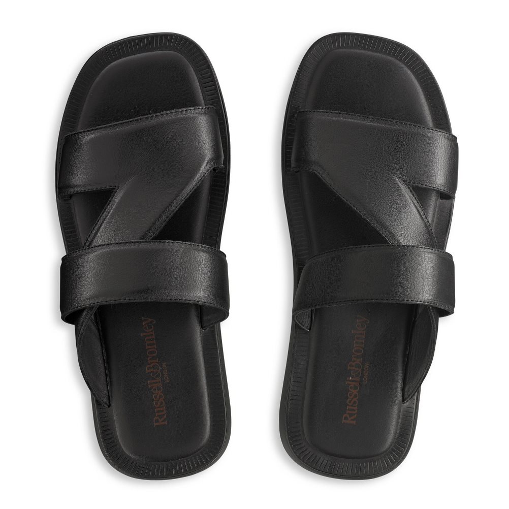 Pánské Sandály Skluzavky Russell & Bromley Zeus Černé | CZ-56098F