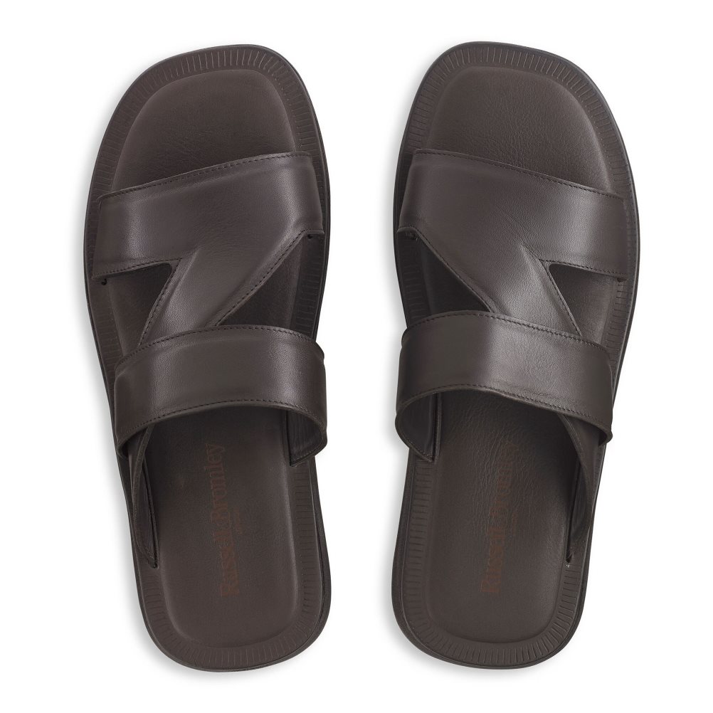 Pánské Sandály Skluzavky Russell & Bromley Zeus Čokolády | CZ-69712G