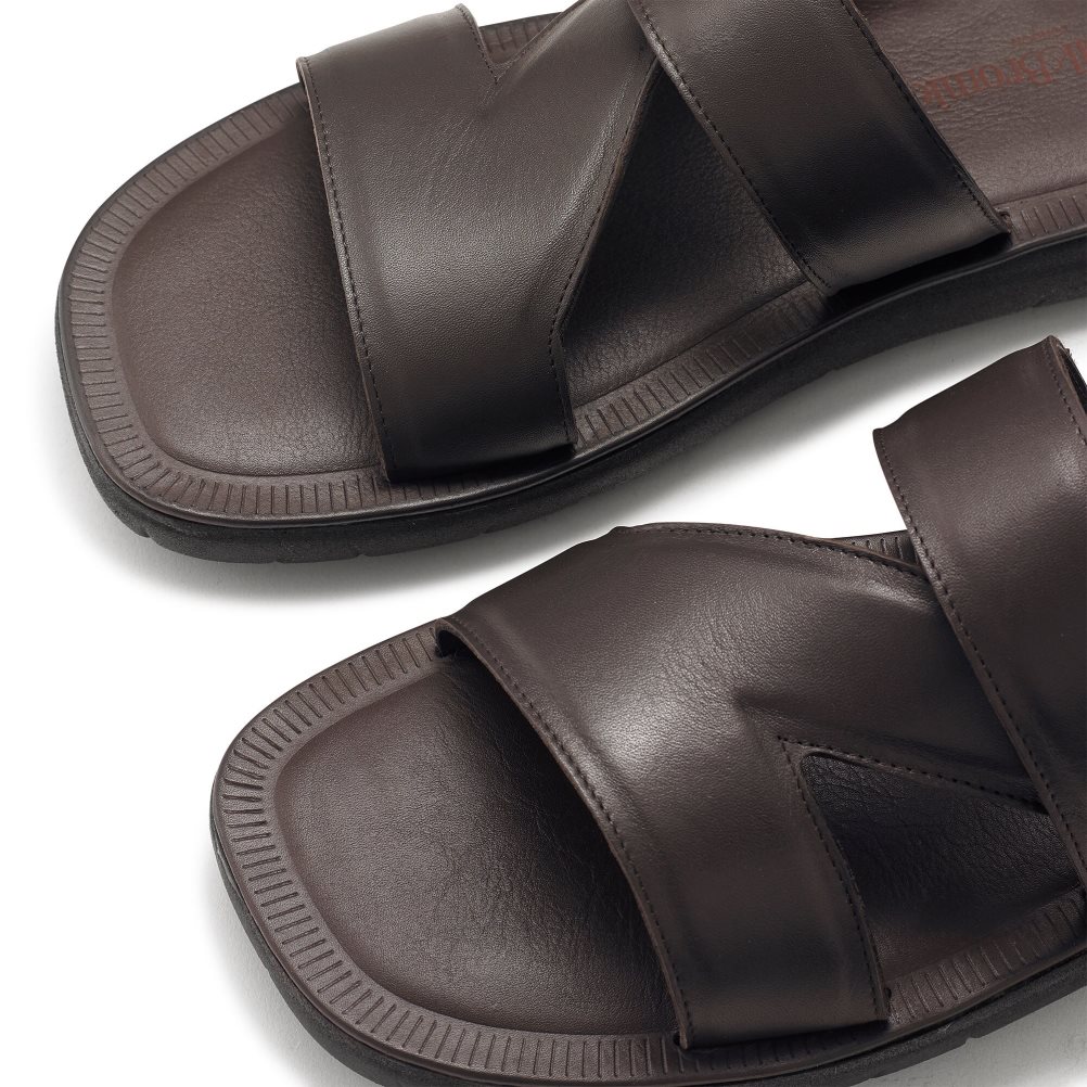 Pánské Sandály Skluzavky Russell & Bromley Zeus Čokolády | CZ-69712G