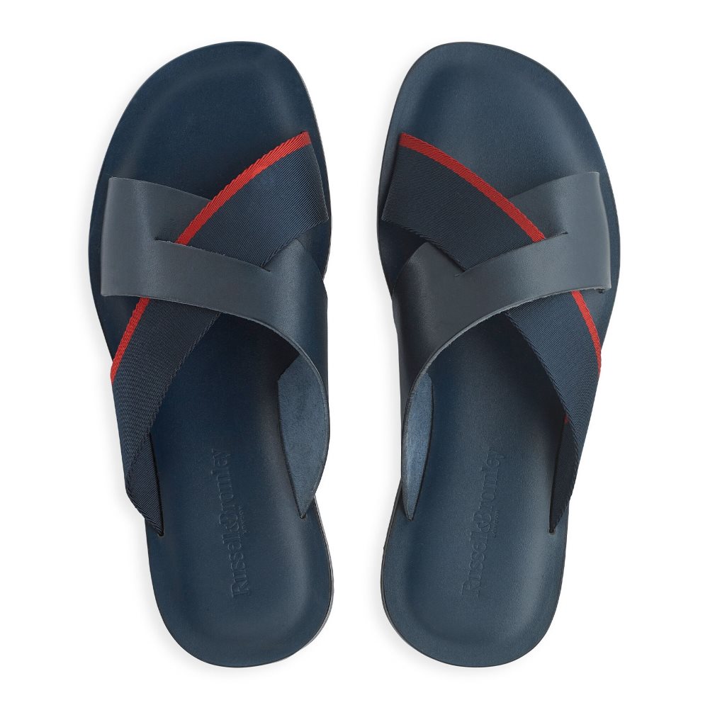 Pánské Sandály Skluzavky Russell & Bromley Fab Slip-on Tmavě Blankyt | CZ-75318U