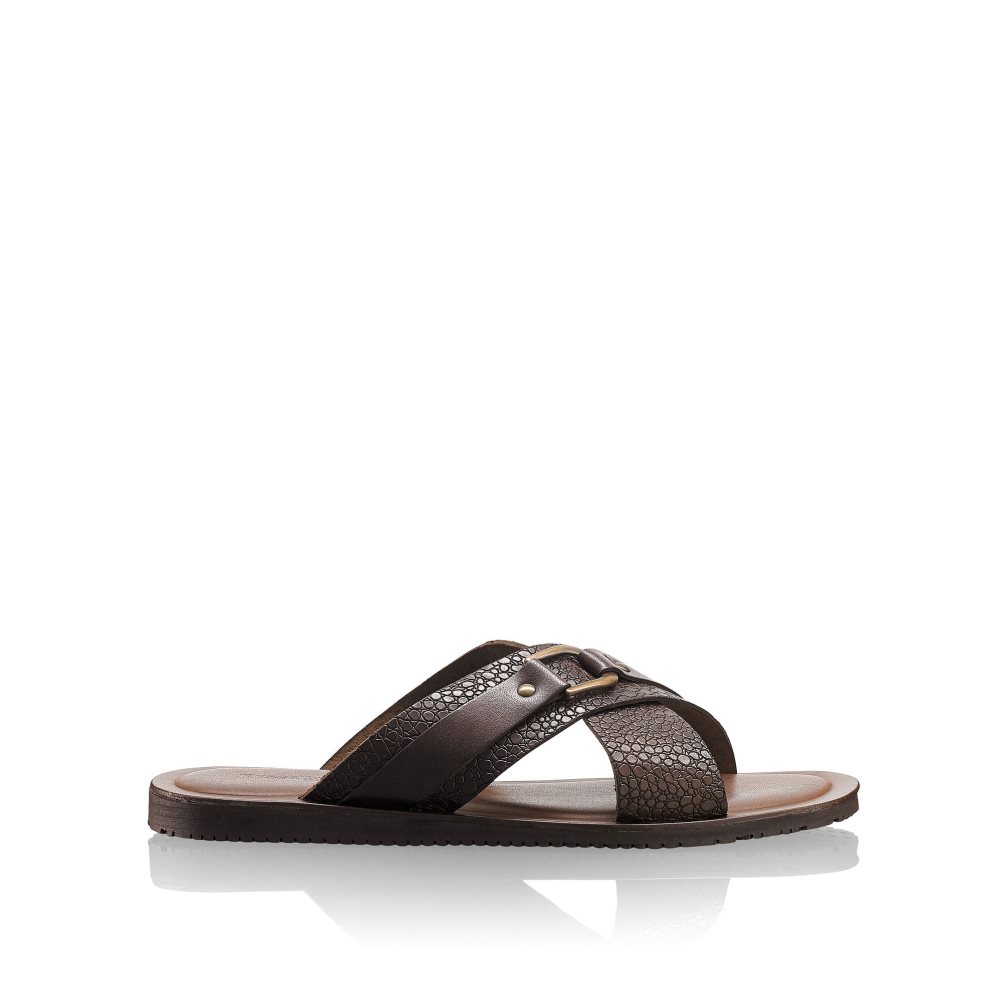 Pánské Sandály Skluzavky Russell & Bromley Dream Tmavě Hnědé | CZ-83274A