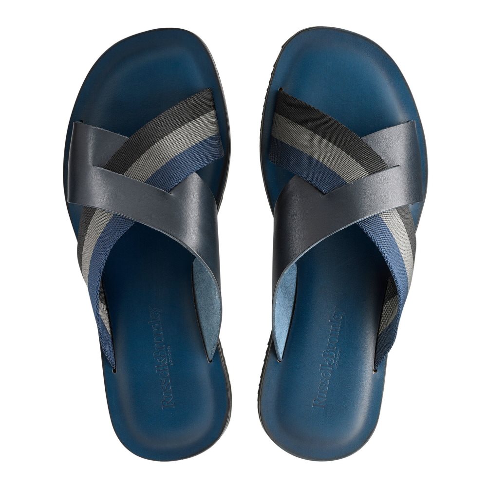 Pánské Sandály Skluzavky Russell & Bromley Fab Slip-on Tmavě Blankyt | CZ-94520G
