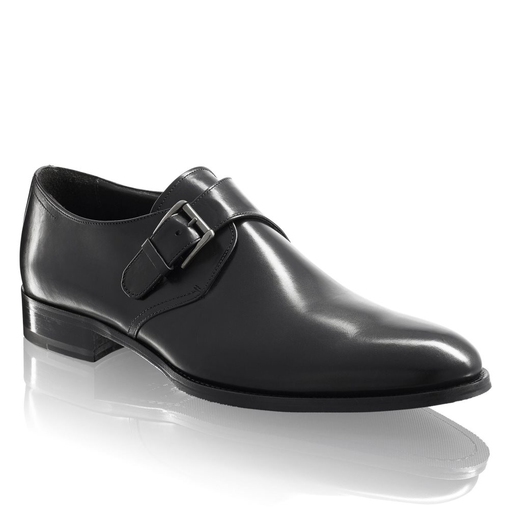 Pánské Společenské Boty Russell & Bromley Sycamore Single Přezkou Monk Páskové Černé | CZ-04165A