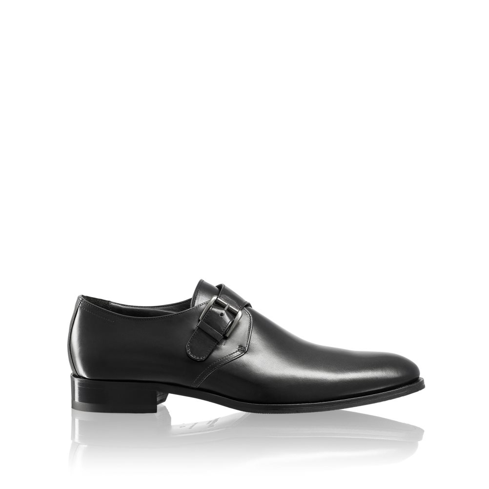 Pánské Společenské Boty Russell & Bromley Sycamore Single Přezkou Monk Páskové Černé | CZ-04165A