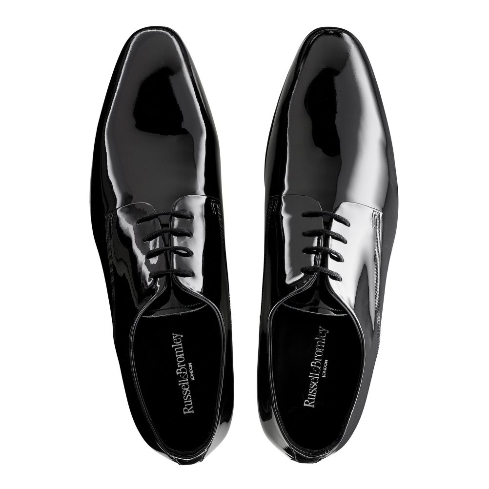 Pánské Společenské Boty Russell & Bromley Sinatra Lakovaná Derby Krajkové-up Černé | CZ-08291T