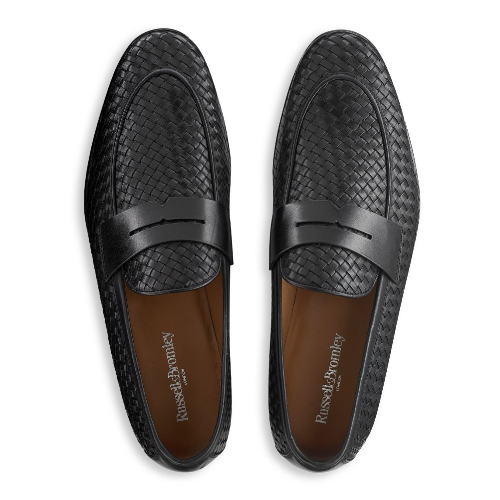 Pánské Společenské Boty Russell & Bromley Bologna Weave Černé | CZ-17580P