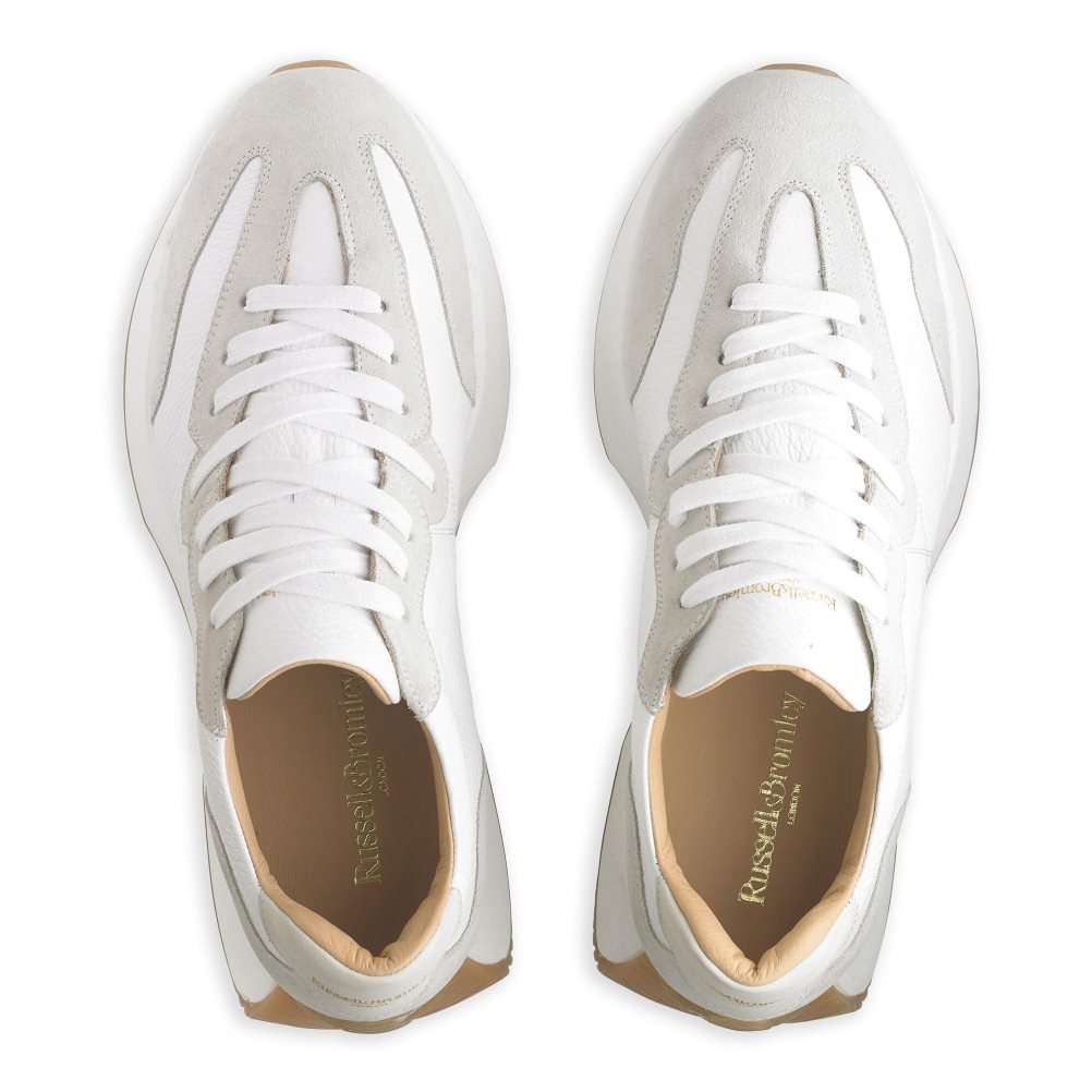Pánské Tenisky Russell & Bromley Hourglass M Flared Sole Bílé Šedé | CZ-97540Y