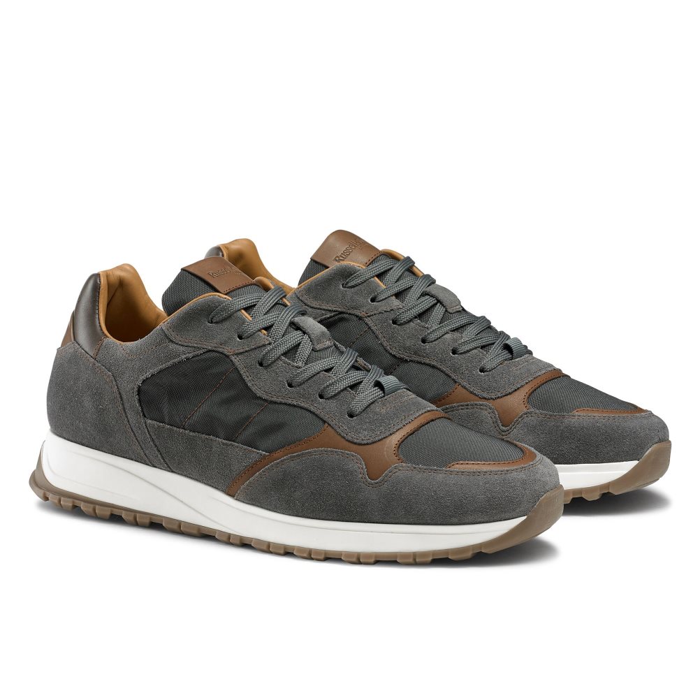 Pánské Tenisky Russell & Bromley Rannoch Oxford Krajkové Runner Šedé | CZ-79482F