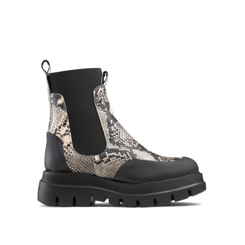 Dámské Chelsea Boty Russell & Bromley Conquer Hadí Kůže Černé | CZ-85143Z