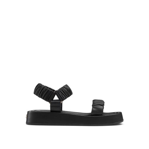 Dámské Ploché Sandály Russell & Bromley Scrunch Up Ruched Two Part Černé | CZ-06921N