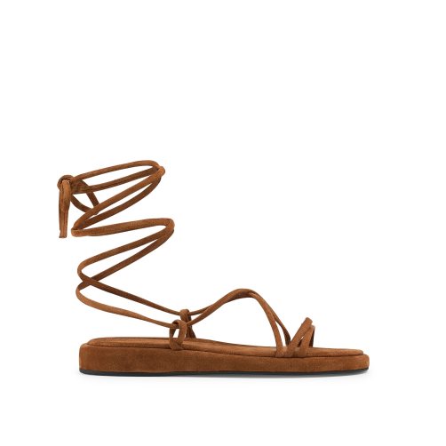 Dámské Ploché Sandály Russell & Bromley Boho Ankle Tie Hnědé | CZ-09528V