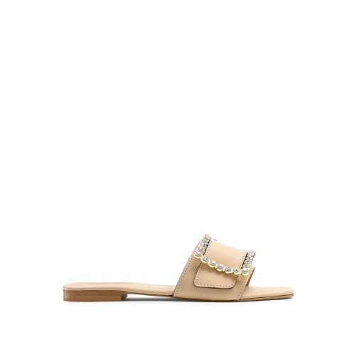 Dámské Ploché Sandály Russell & Bromley Cindy Jewelled Přezkou Světle Hnědé | CZ-15908E