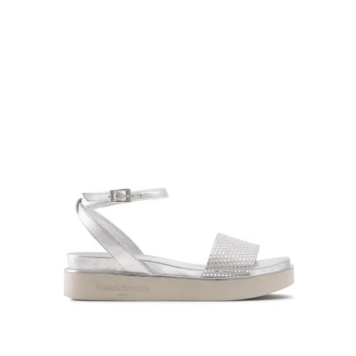 Dámské Ploché Sandály Russell & Bromley Miami Diamante Footbed Stříbrné | CZ-20861P