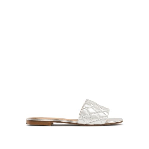 Dámské Ploché Sandály Russell & Bromley Quilted Stříbrné | CZ-40381S